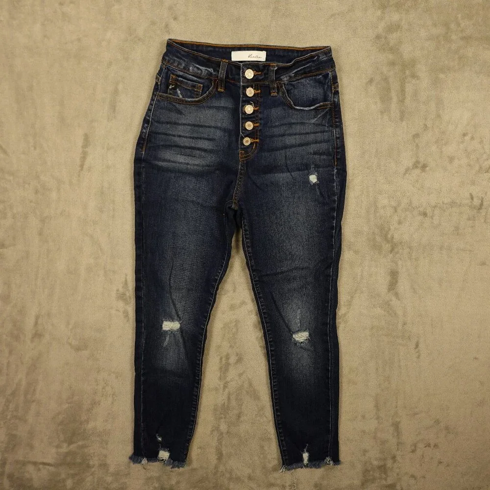 KanCan‎ Karlee High Rise Ankle Skinny Jeans Women’s 5/26 Distressed Dark Wash
